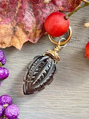Carved Smoky Quartz Gemstone Charm