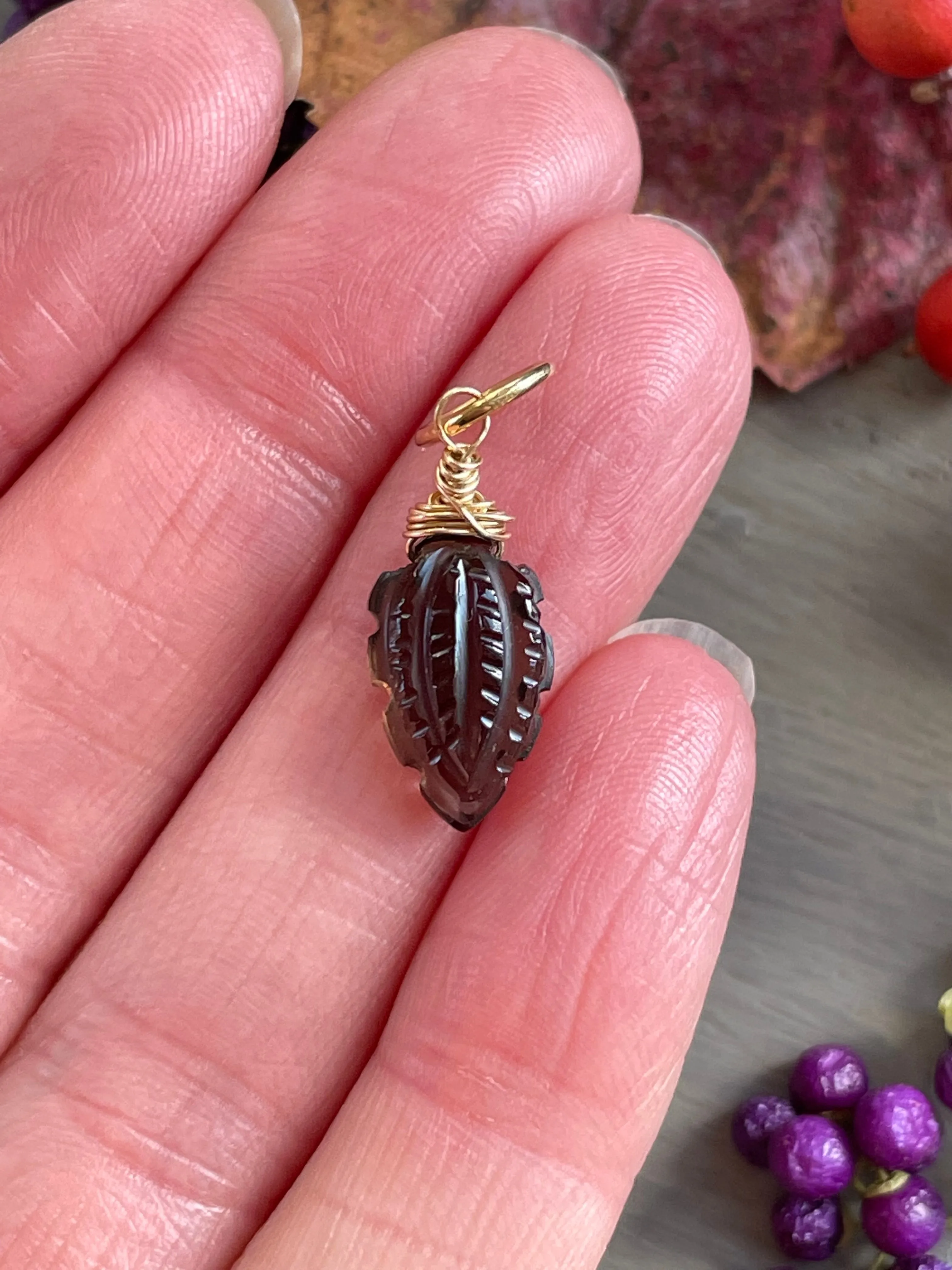 Carved Smoky Quartz Gemstone Charm