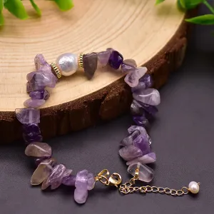 Charm Amethyst & Natural Freshwater Pearl Bracelet Fashion Beautiful Jewelry