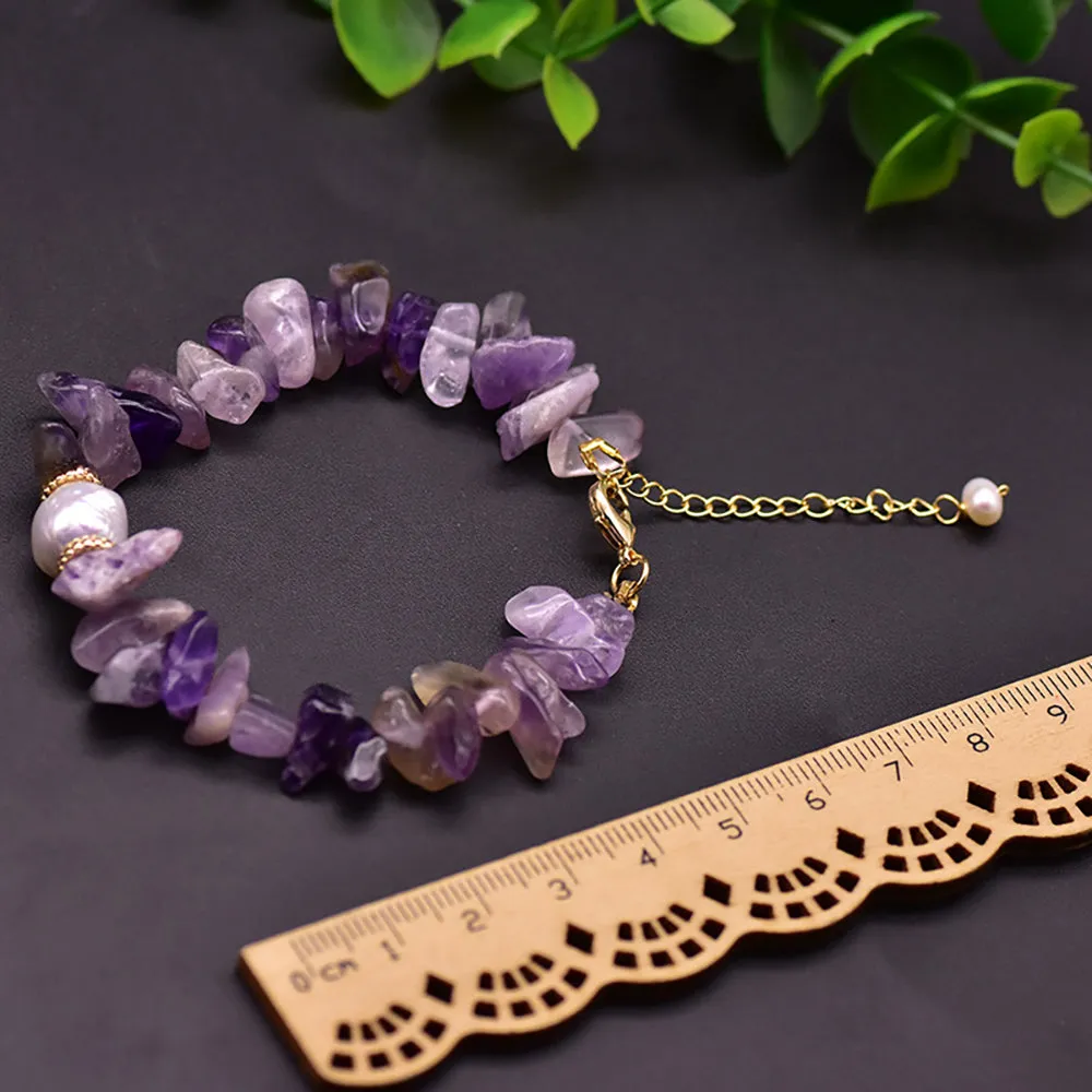 Charm Amethyst & Natural Freshwater Pearl Bracelet Fashion Beautiful Jewelry