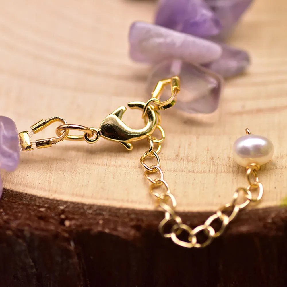 Charm Amethyst & Natural Freshwater Pearl Bracelet Fashion Beautiful Jewelry
