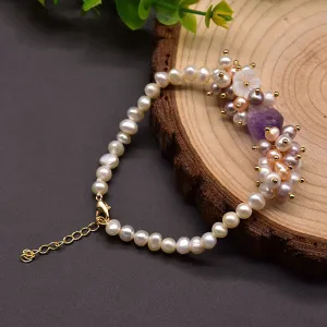 Charm Amethyst Natural Freshwater Pearl Bracelet Women Fashion Beautiful Jewelry