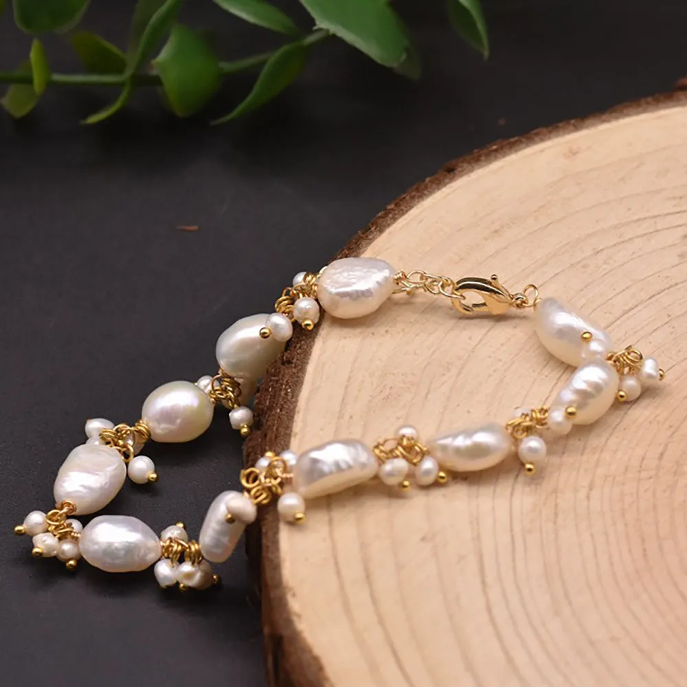 Charm Baroque Natural Freshwater Pearl Bracelet Women Fashion Beautiful Jewelry