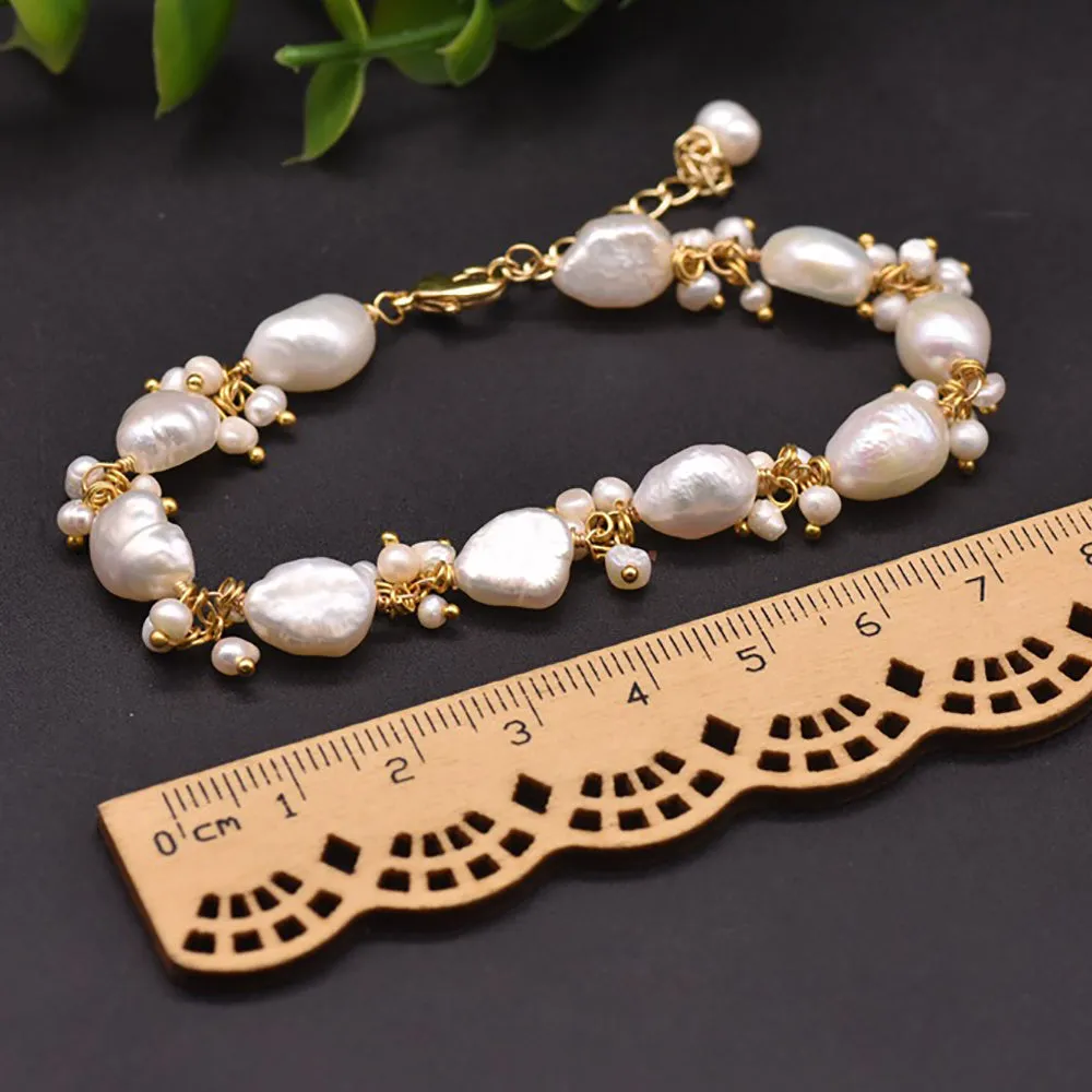 Charm Baroque Natural Freshwater Pearl Bracelet Women Fashion Beautiful Jewelry