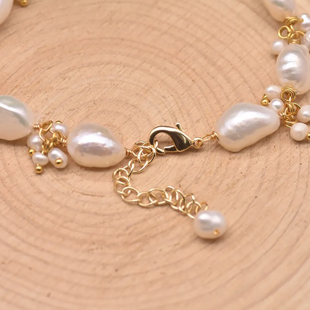 Charm Baroque Natural Freshwater Pearl Bracelet Women Fashion Beautiful Jewelry