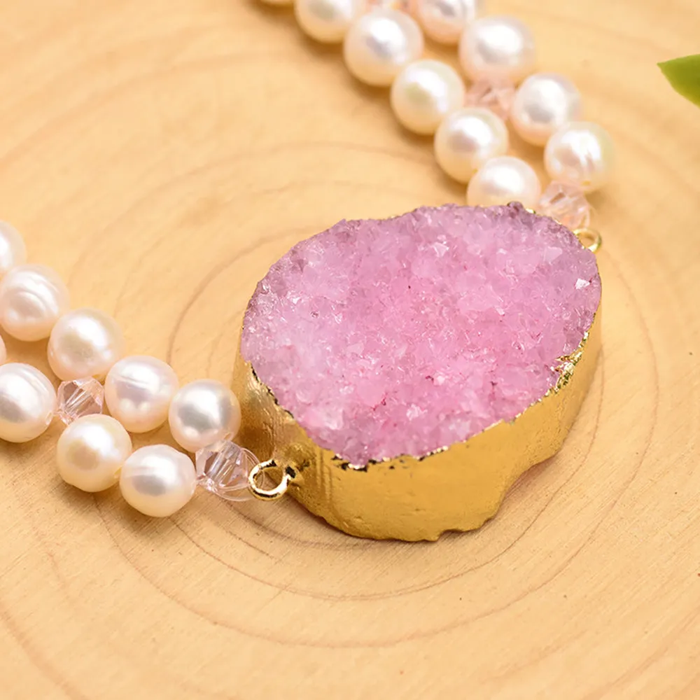 Charm Crystal Baroque Natural Freshwater Pearl Bracelet Women Fashion Jewelry