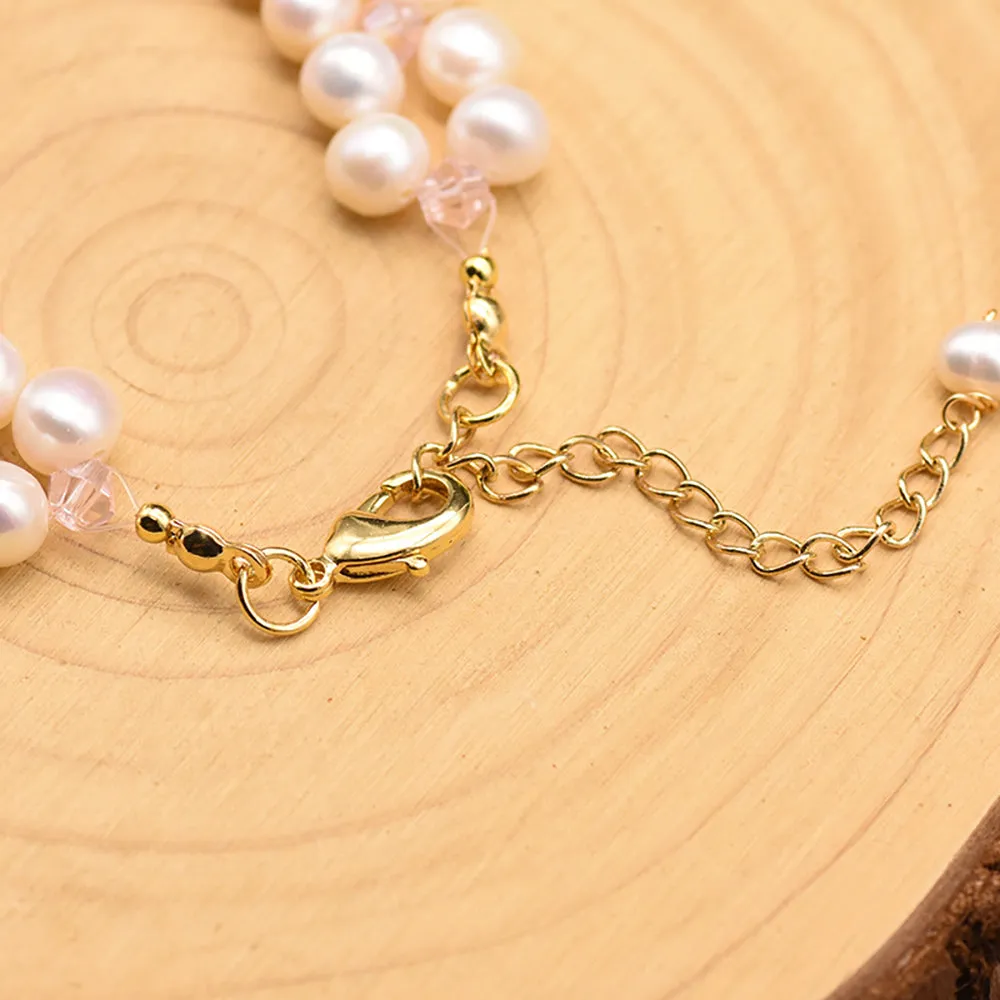 Charm Crystal Baroque Natural Freshwater Pearl Bracelet Women Fashion Jewelry