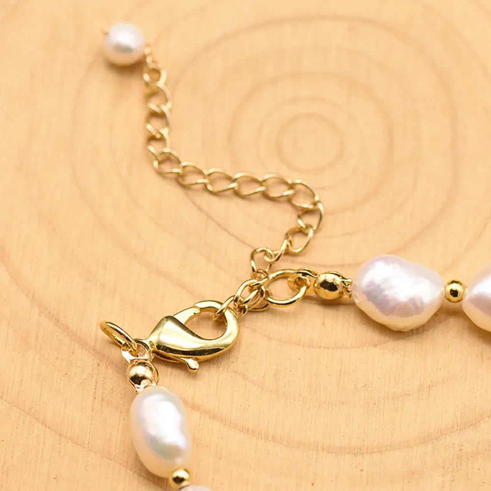 Charm Crystal Baroque Natural Freshwater Pearl Bracelet Women Fashion Jewelry