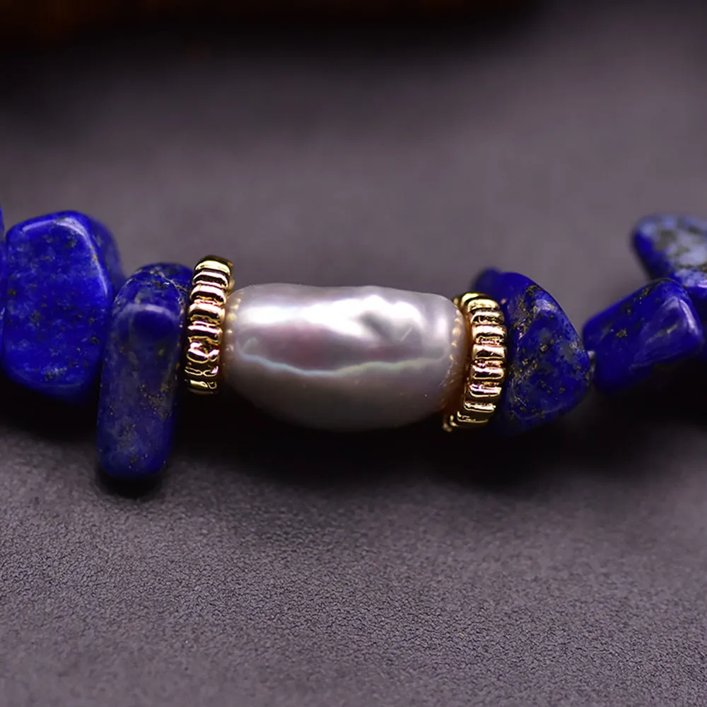 Charm Lapis lazuli Natural Freshwater Pearl Bracelet Fashion Beautiful Jewelry