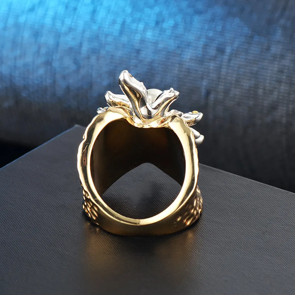 Charm Pearl Beautiful Leaf Ring Gold Plated Women Fashion Jewelry Gift Size 6-9