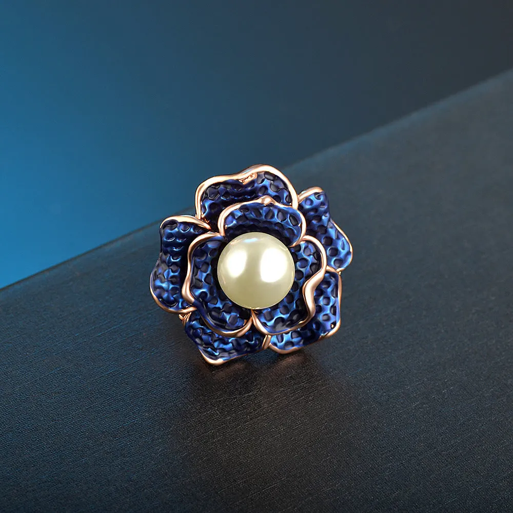 Charm Pearl Beautiful Ring Rose Gold Plated Women Fashion Jewelry Gift Size 6-9