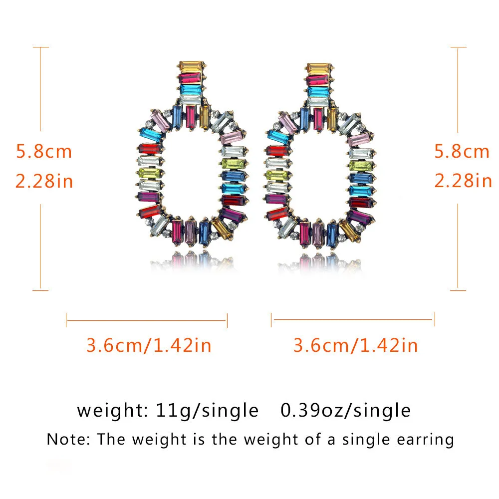 Charm Rhinestone Rectangle Earrings Multicolor Wholesale Women Fashion Jewelry