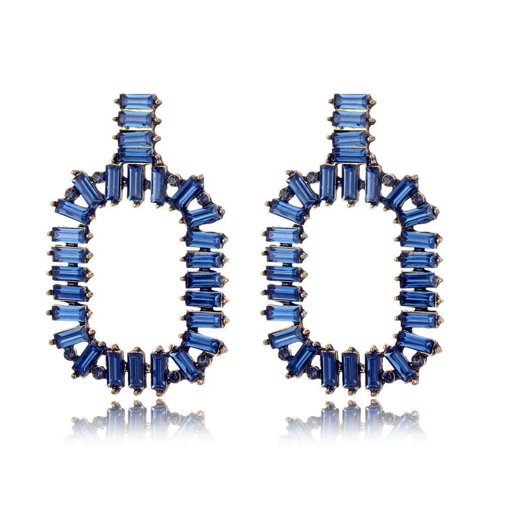 Charm Rhinestone Rectangle Earrings Multicolor Wholesale Women Fashion Jewelry