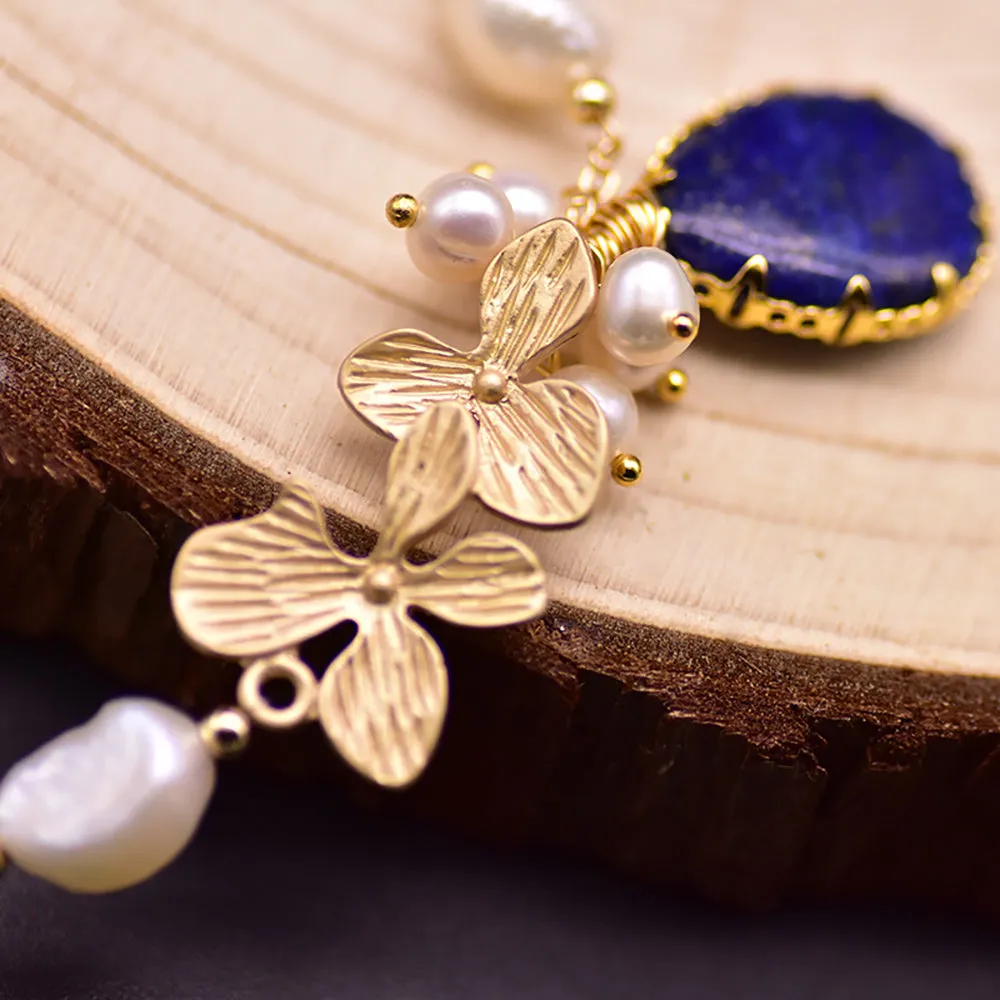 Charm Sapphire Baroque Natural Freshwater Pearl Bracelet Woman Fashion Jewelry