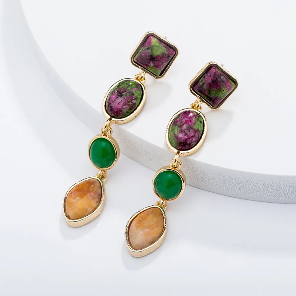 Charm Turquoise Earrings Gold Plated Women Beautiful Fashion Jewelry