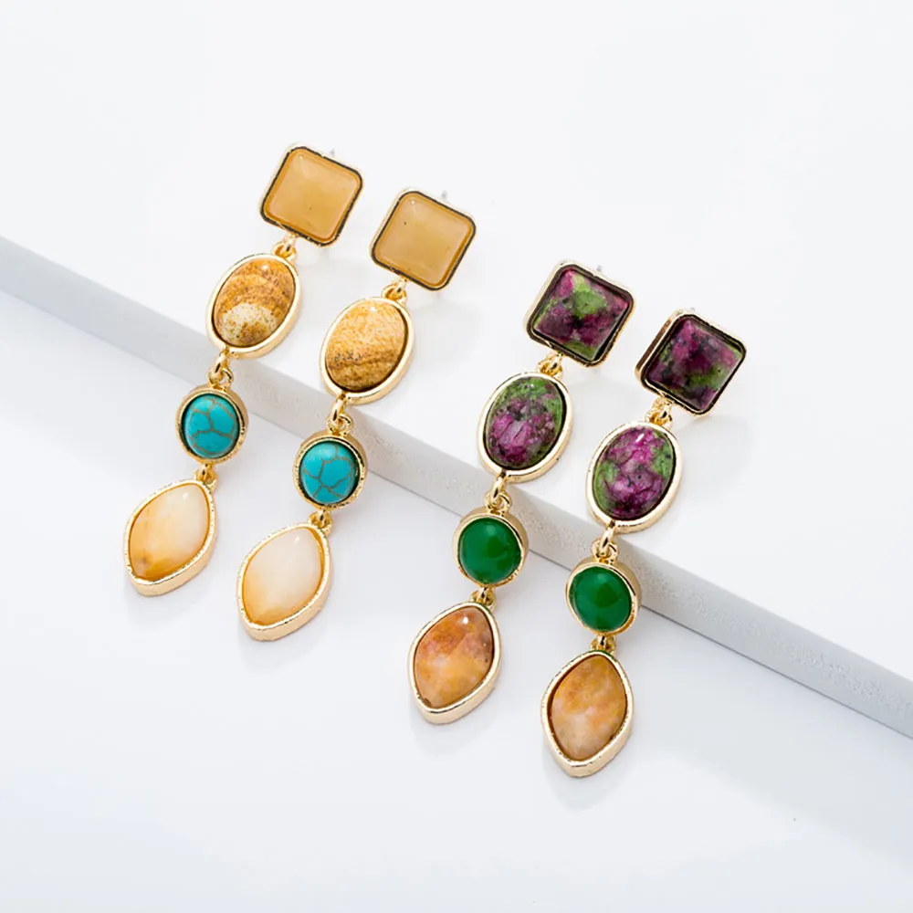 Charm Turquoise Earrings Gold Plated Women Beautiful Fashion Jewelry