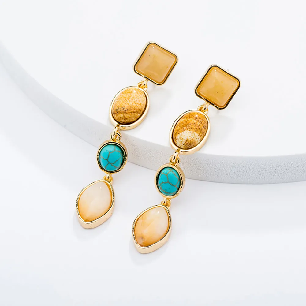 Charm Turquoise Earrings Gold Plated Women Beautiful Fashion Jewelry