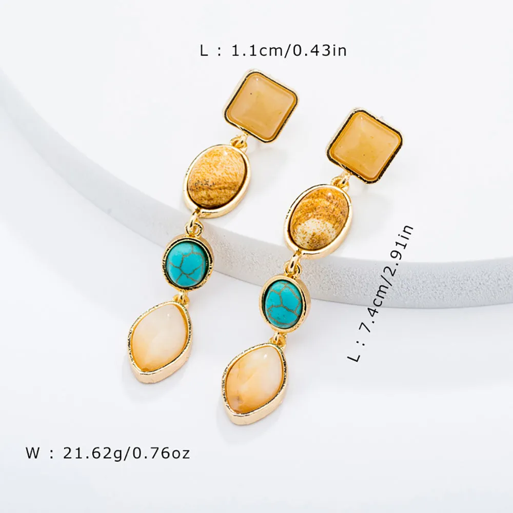 Charm Turquoise Earrings Gold Plated Women Beautiful Fashion Jewelry