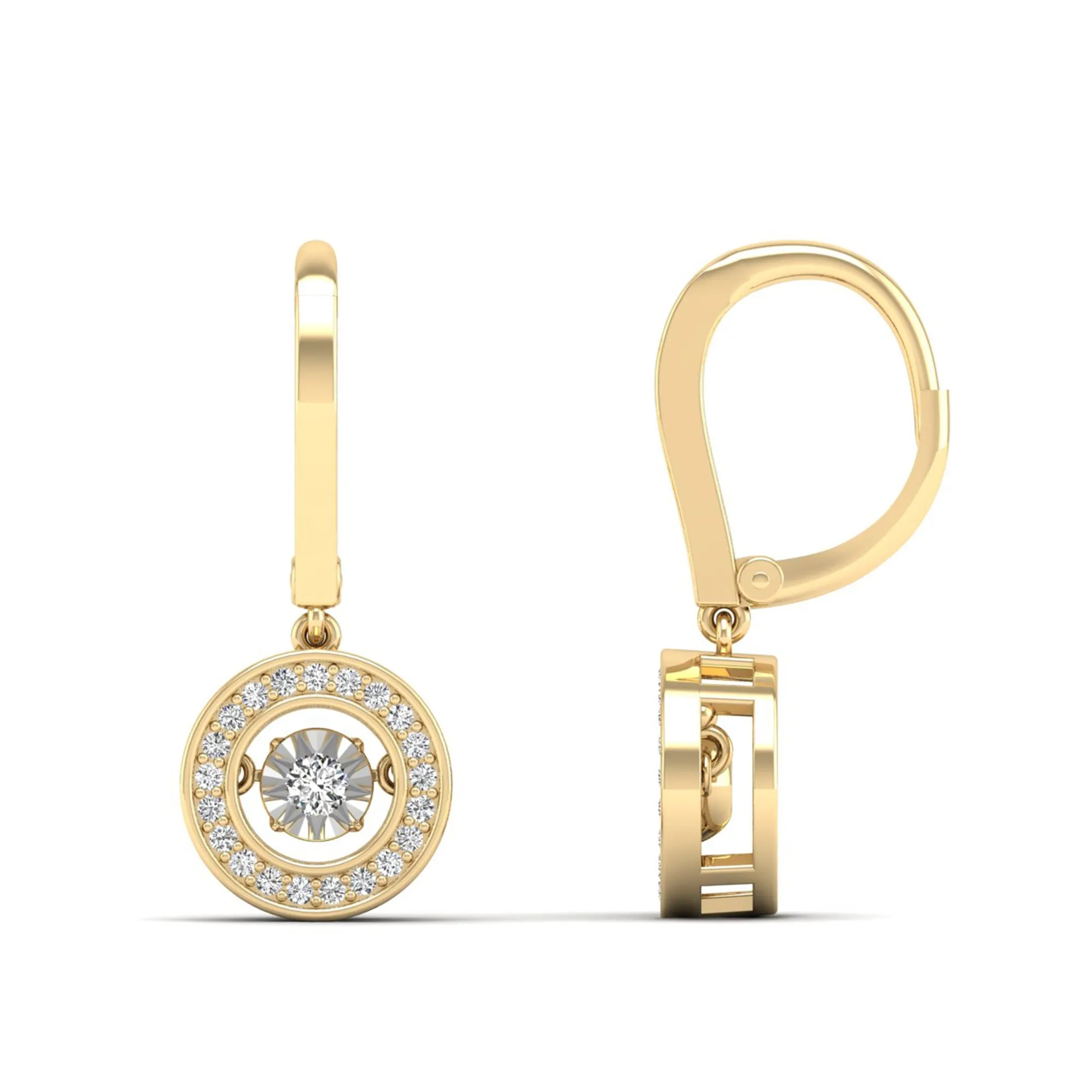 Classic Channel Halo Dangle Dancing Earrings