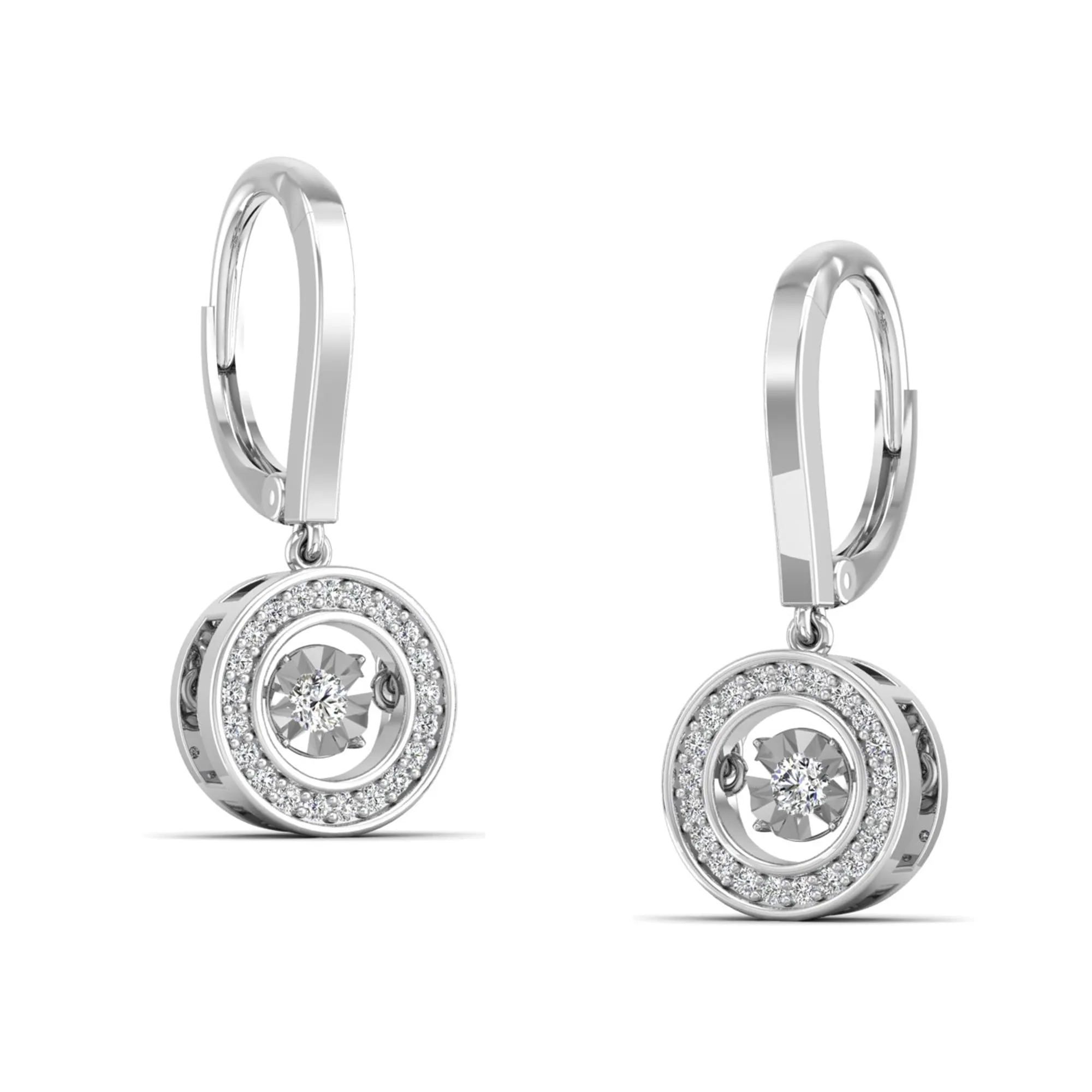 Classic Channel Halo Dangle Dancing Earrings