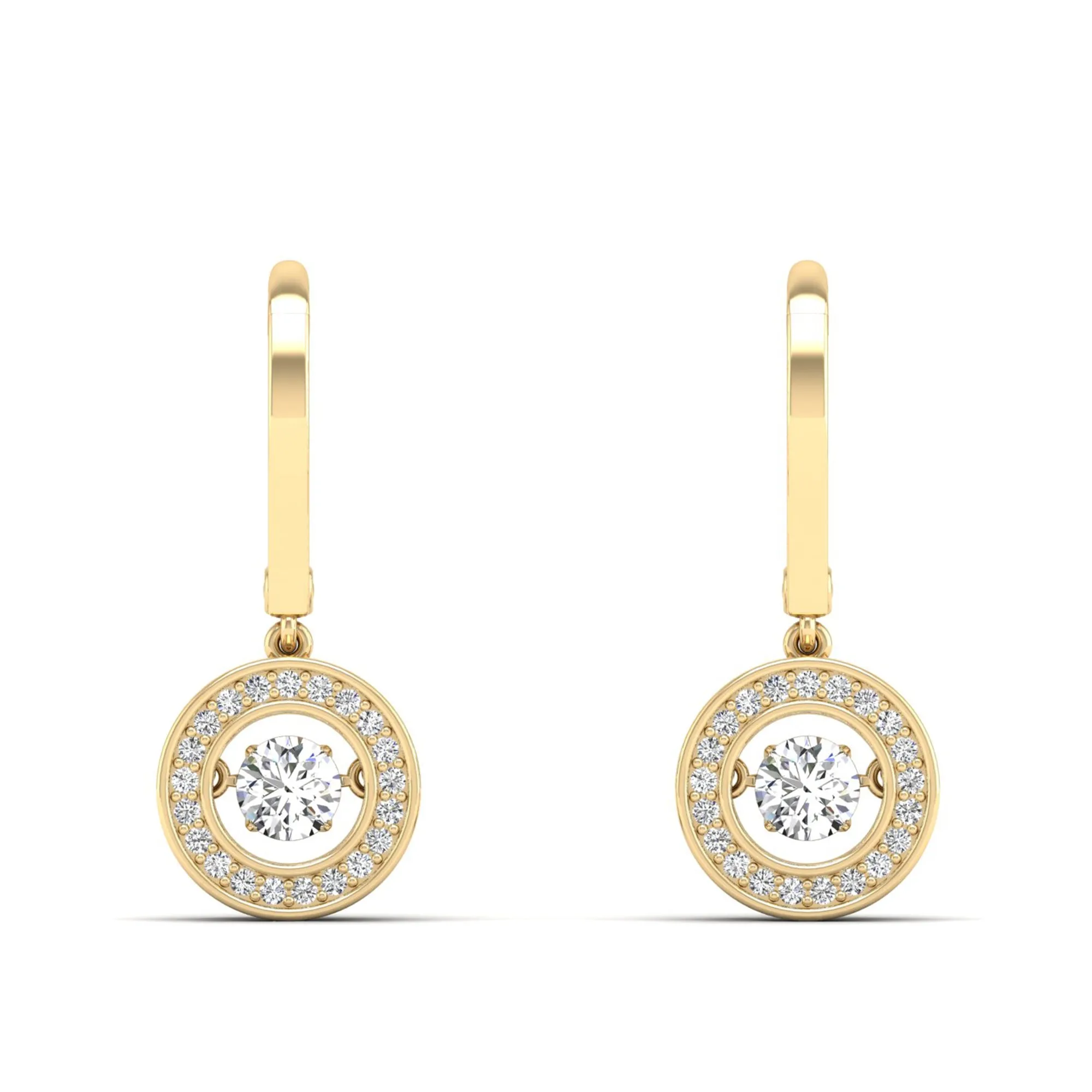 Classic Channel Halo Dangle Dancing Earrings