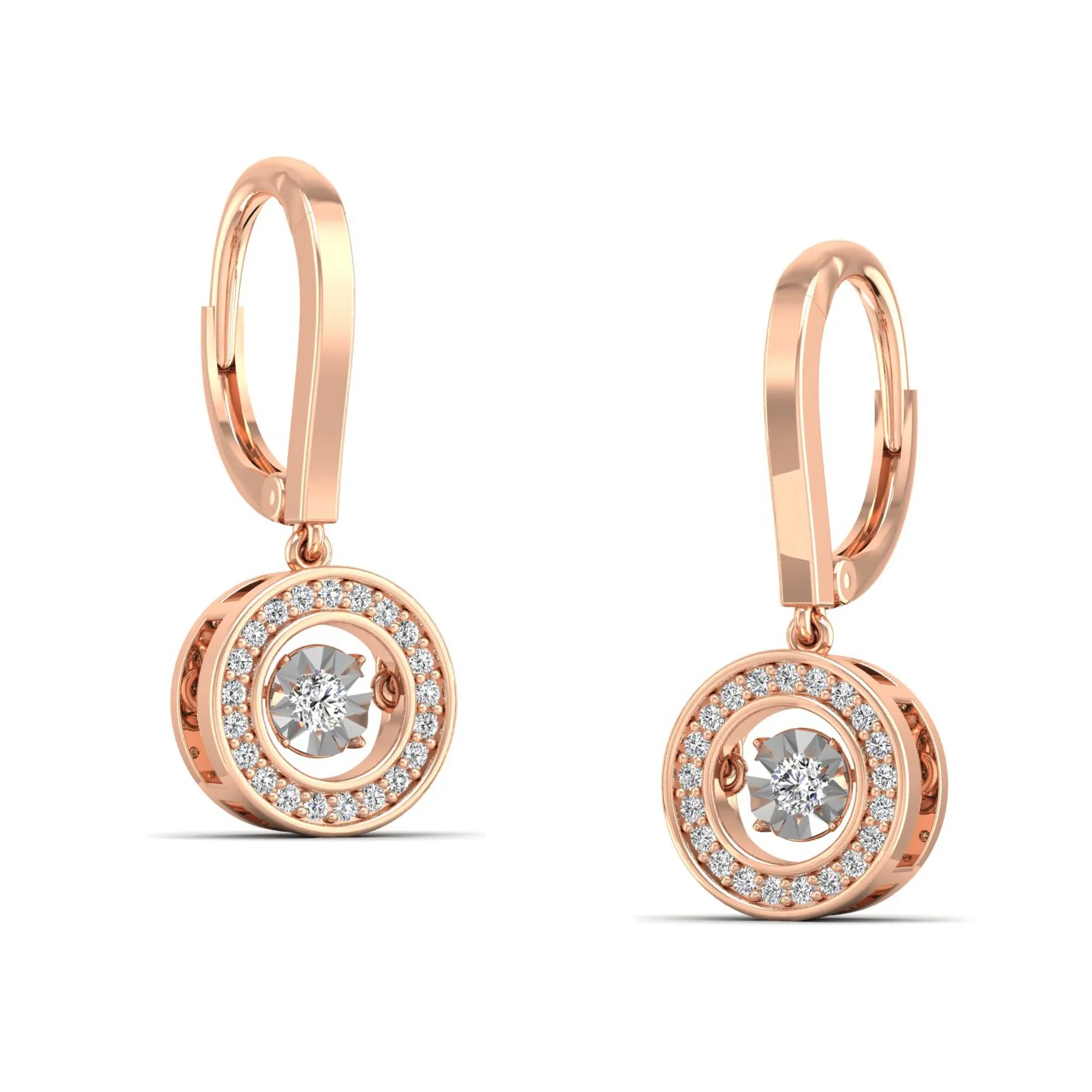 Classic Channel Halo Dangle Dancing Earrings