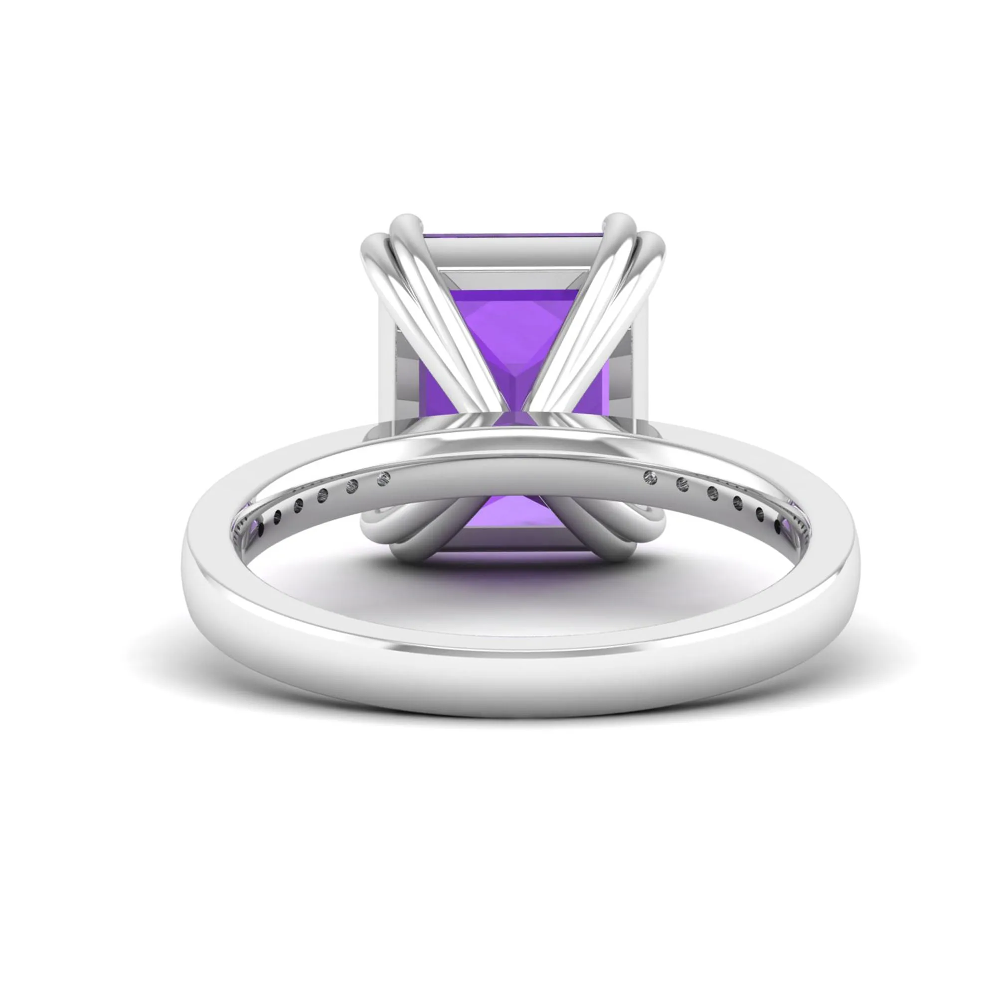 Classic Double Prong Amethyst and Diamond Ring