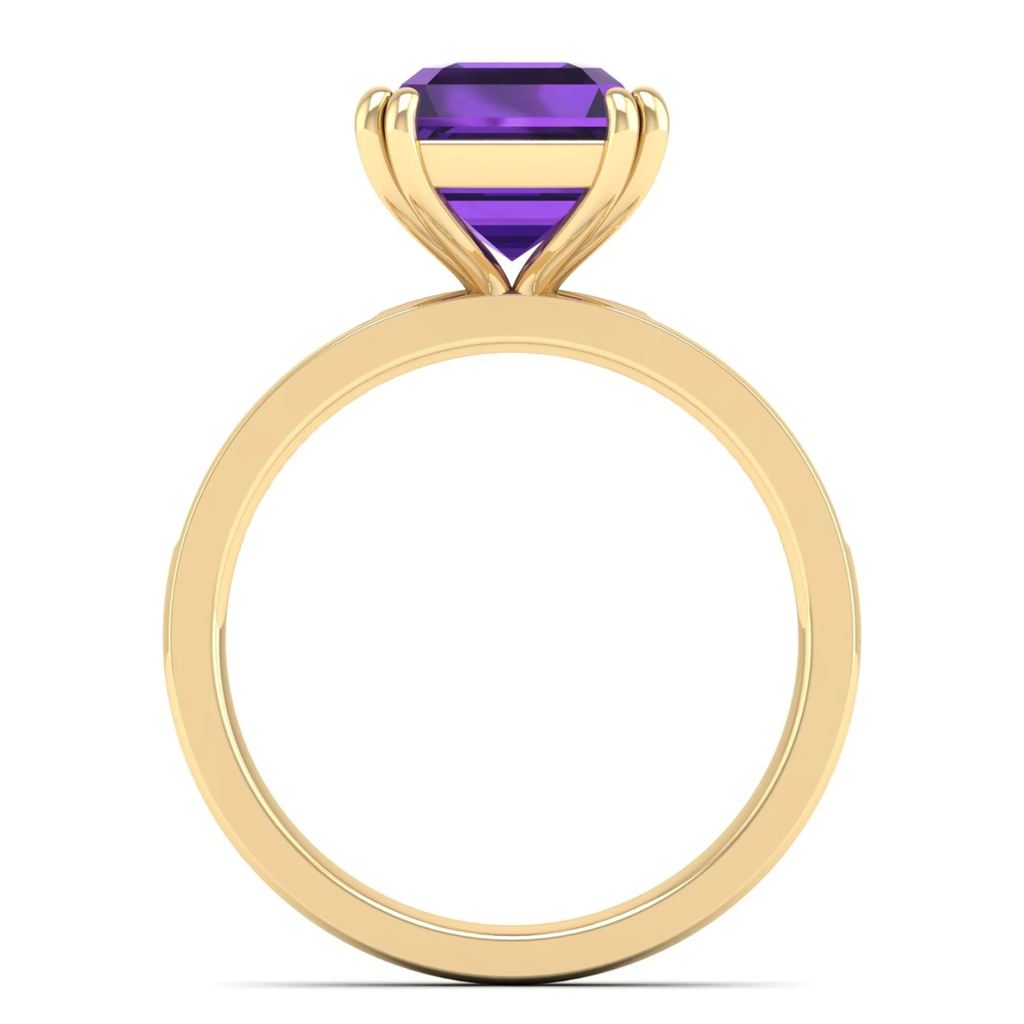 Classic Double Prong Amethyst and Diamond Ring
