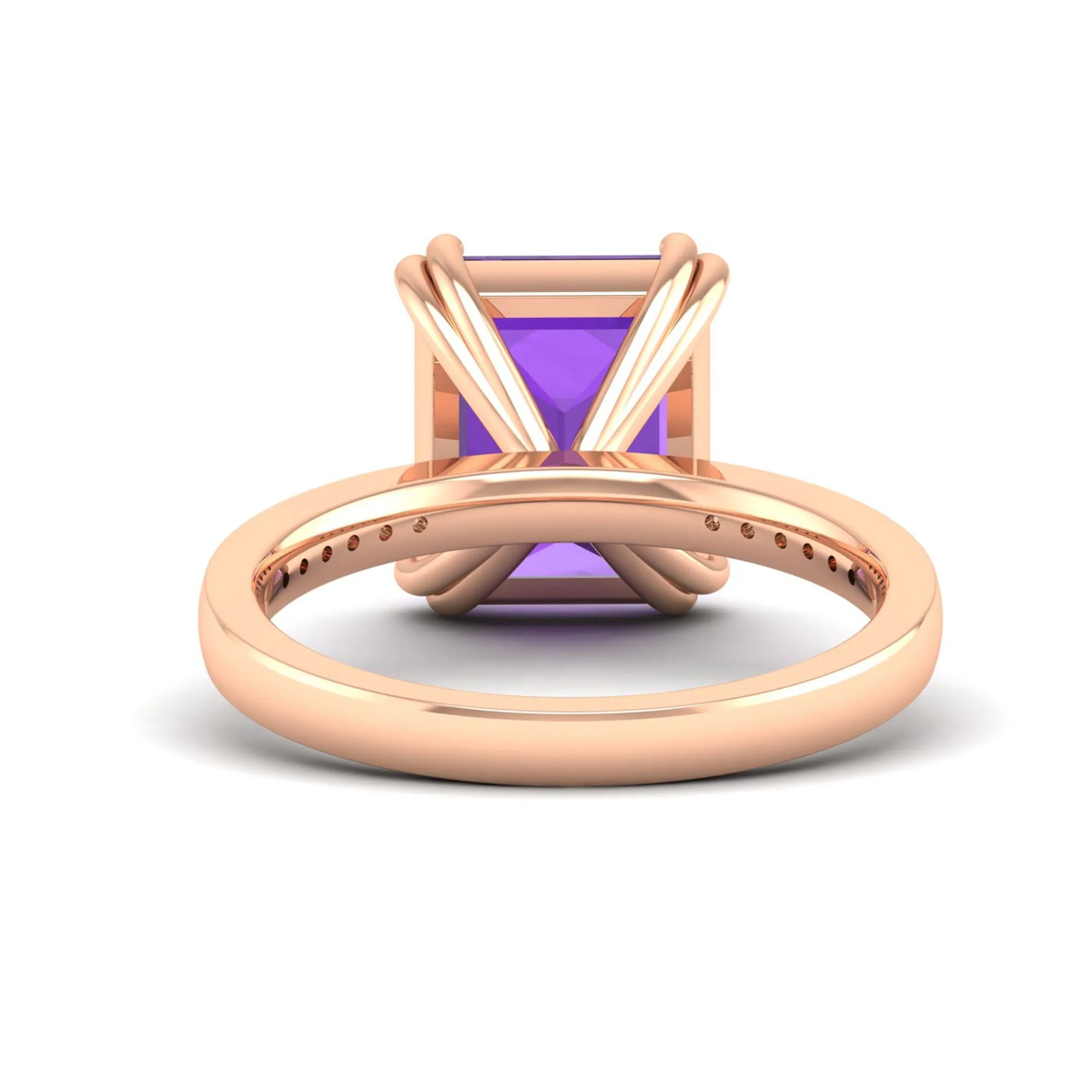 Classic Double Prong Amethyst and Diamond Ring