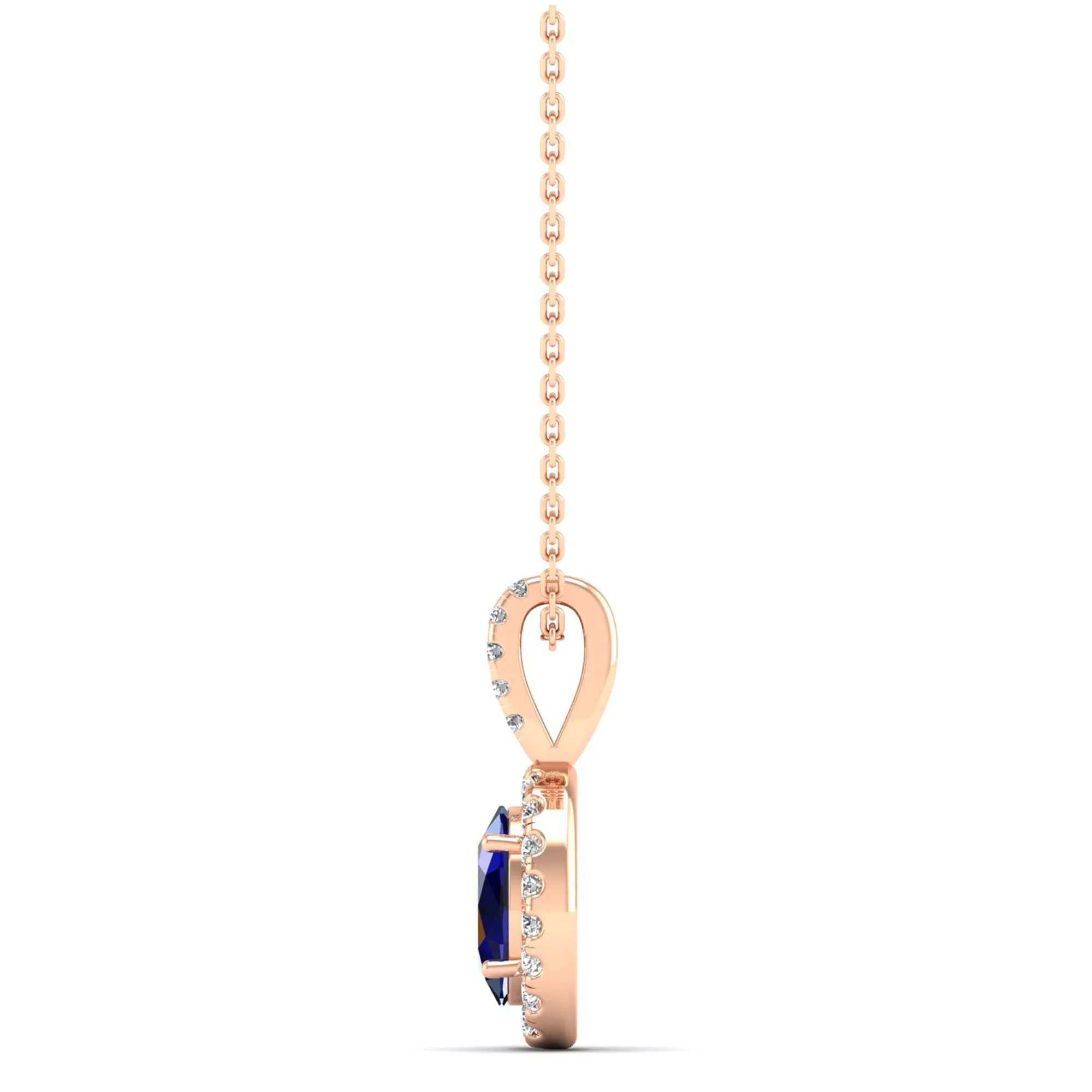 Classic Halo Oval Sapphire and Diamond Pendant
