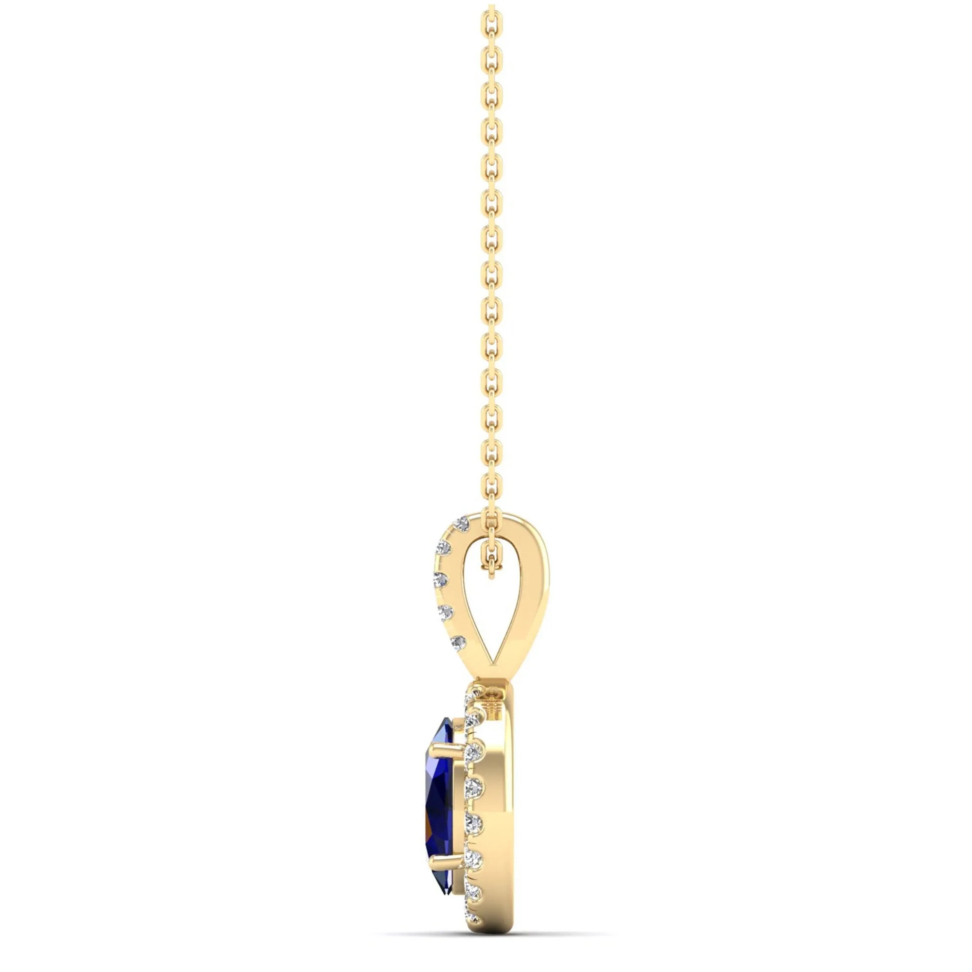 Classic Halo Oval Sapphire and Diamond Pendant