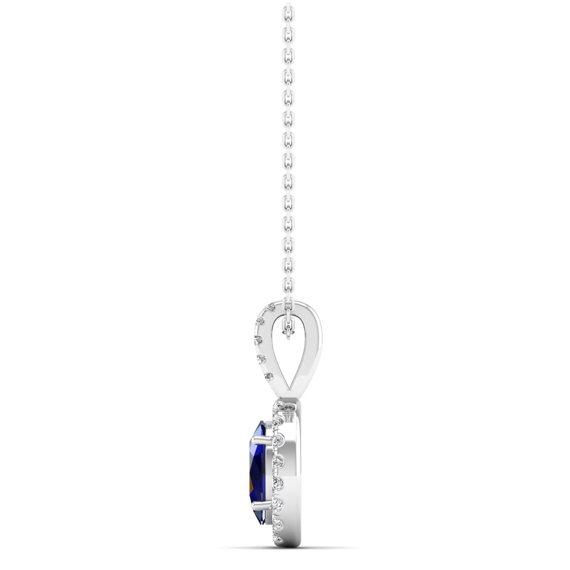 Classic Halo Oval Sapphire and Diamond Pendant
