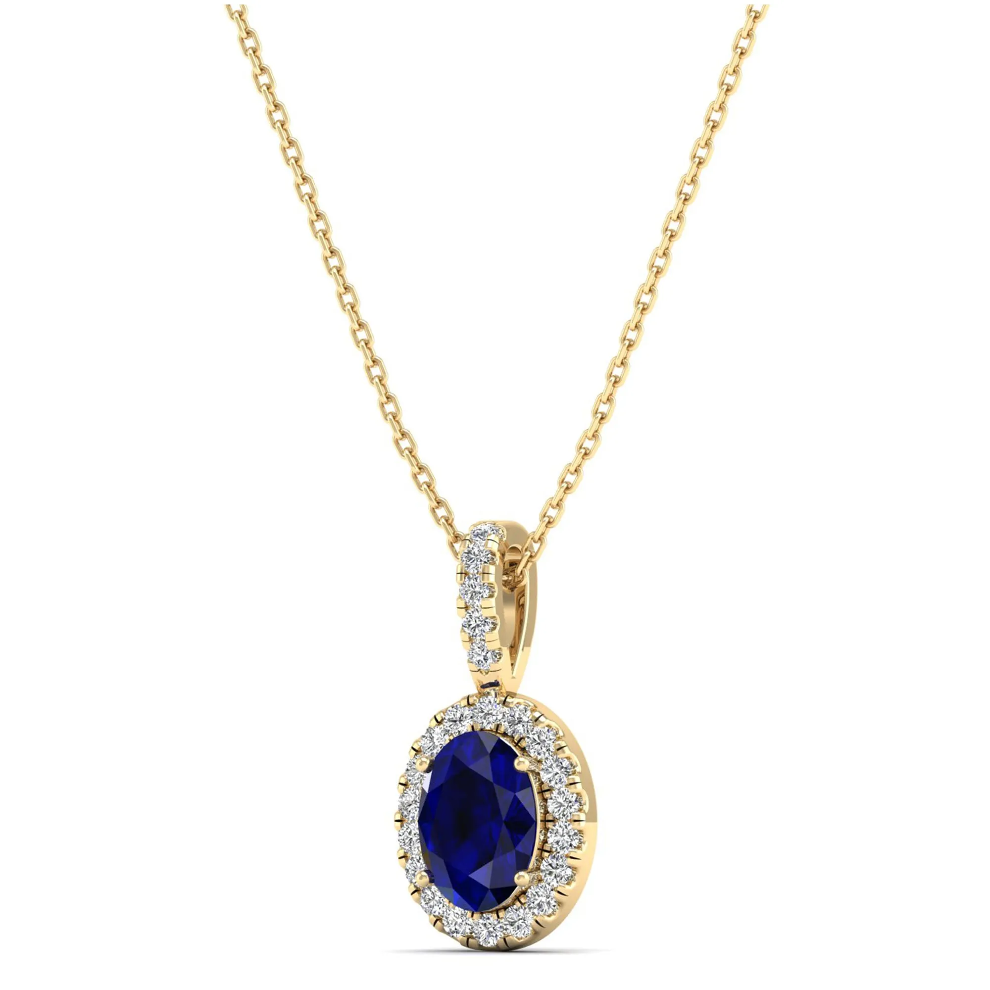 Classic Halo Oval Sapphire and Diamond Pendant