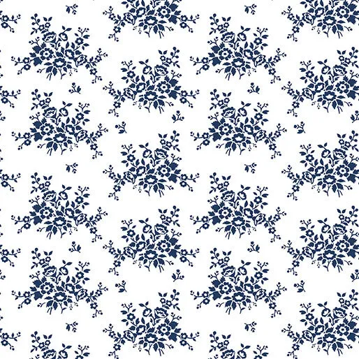 Classic Keepsakes in Blue 14651-50 Mini Floral Bouquet White/Navy