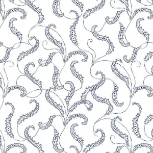 Classic Keepsakes in Blue 14653-50 Filigree Scroll White/Navy