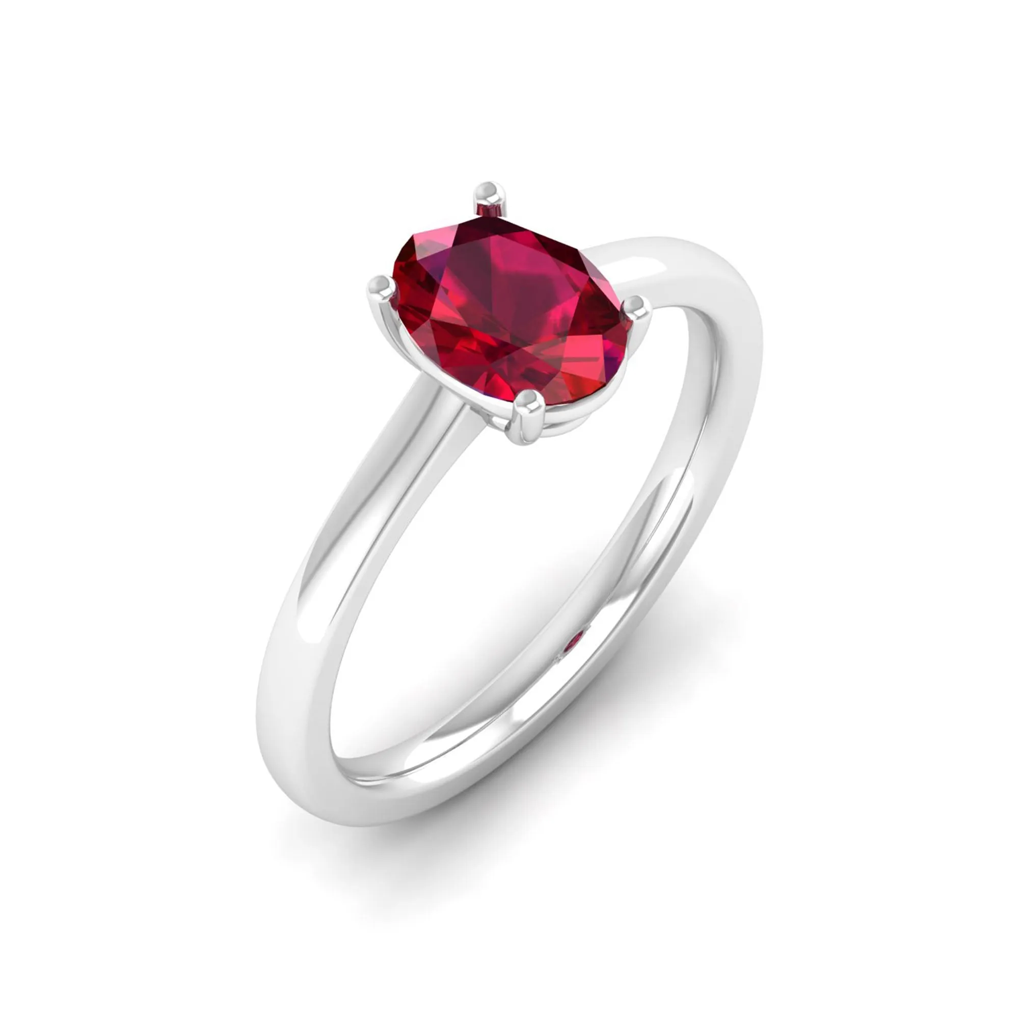 Classic Oval Prong-Set Ruby Ring