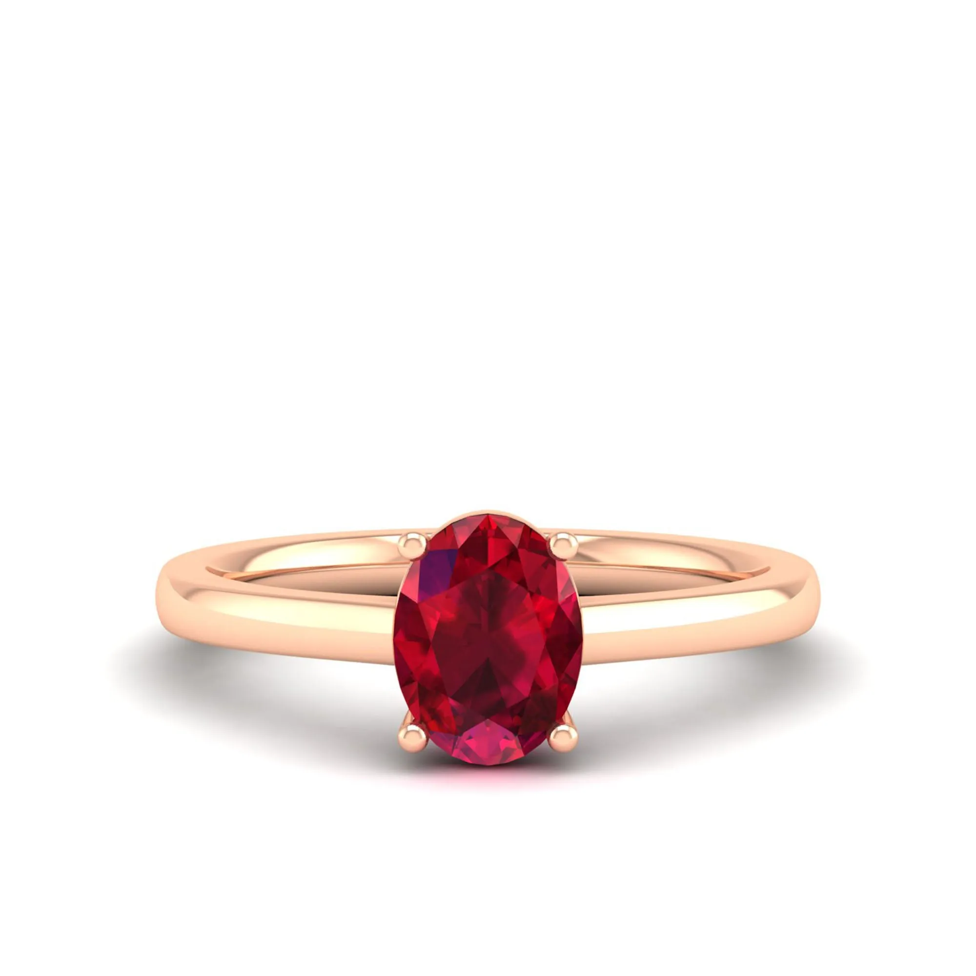 Classic Oval Prong-Set Ruby Ring