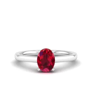 Classic Oval Prong-Set Ruby Ring