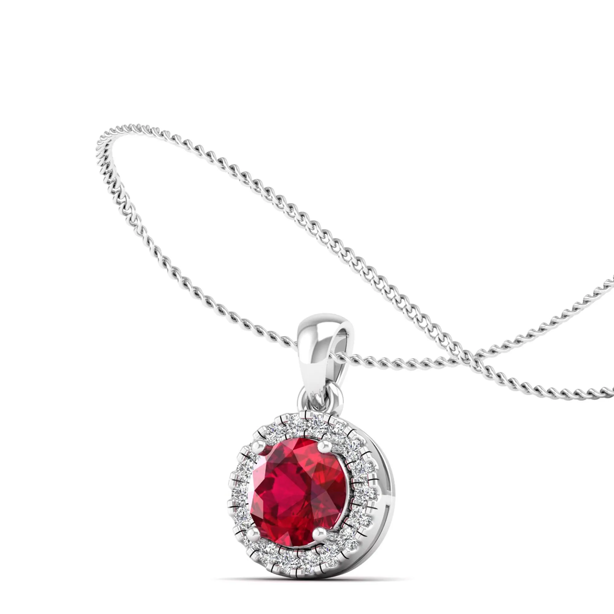 Classic Round Ruby and Diamond Pendant