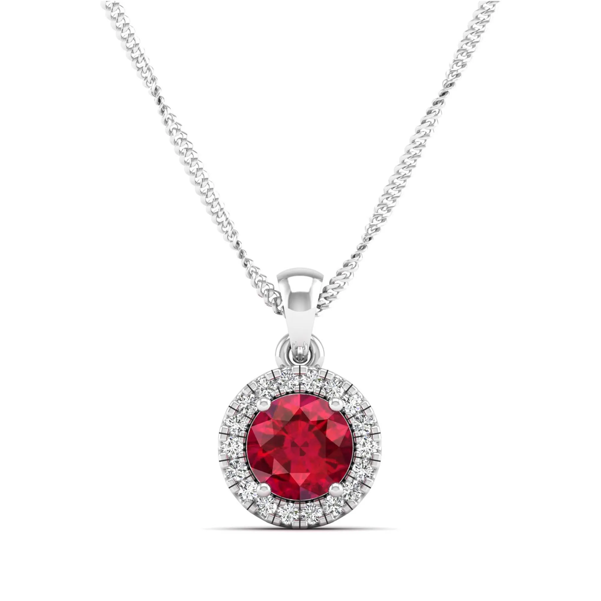 Classic Round Ruby and Diamond Pendant