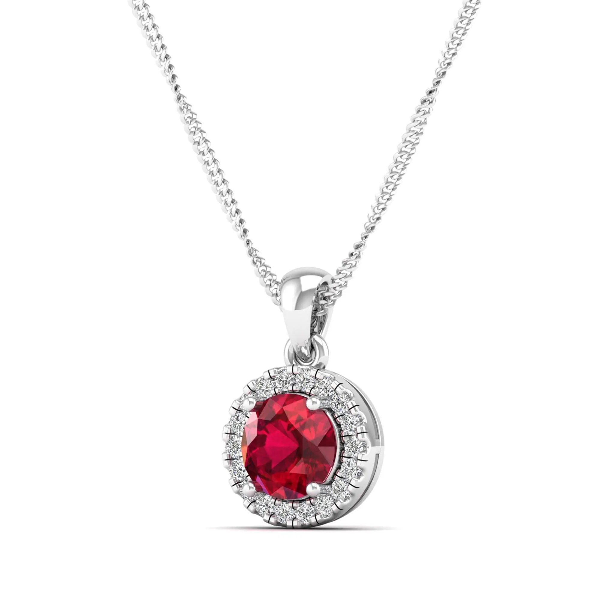 Classic Round Ruby and Diamond Pendant