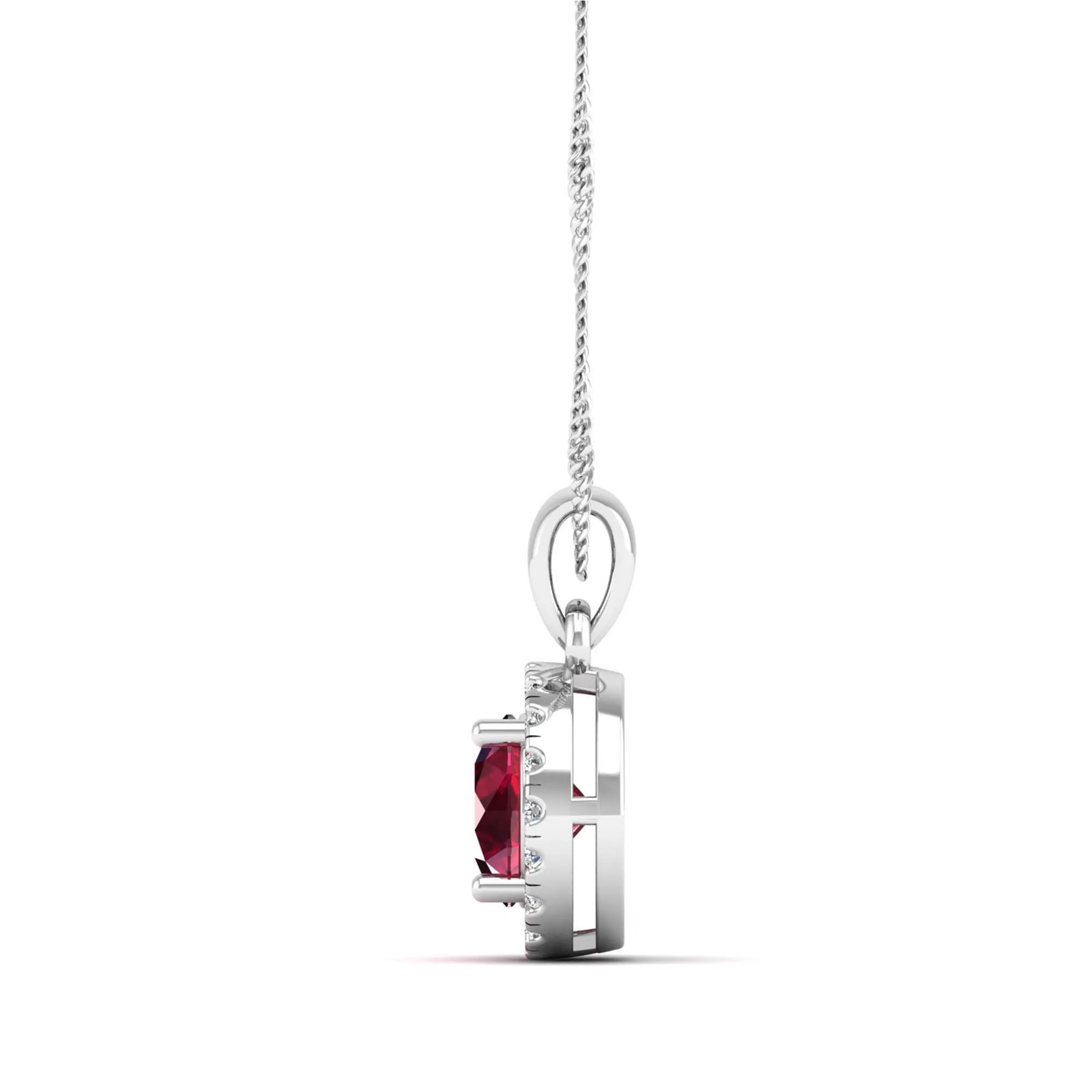Classic Round Ruby and Diamond Pendant