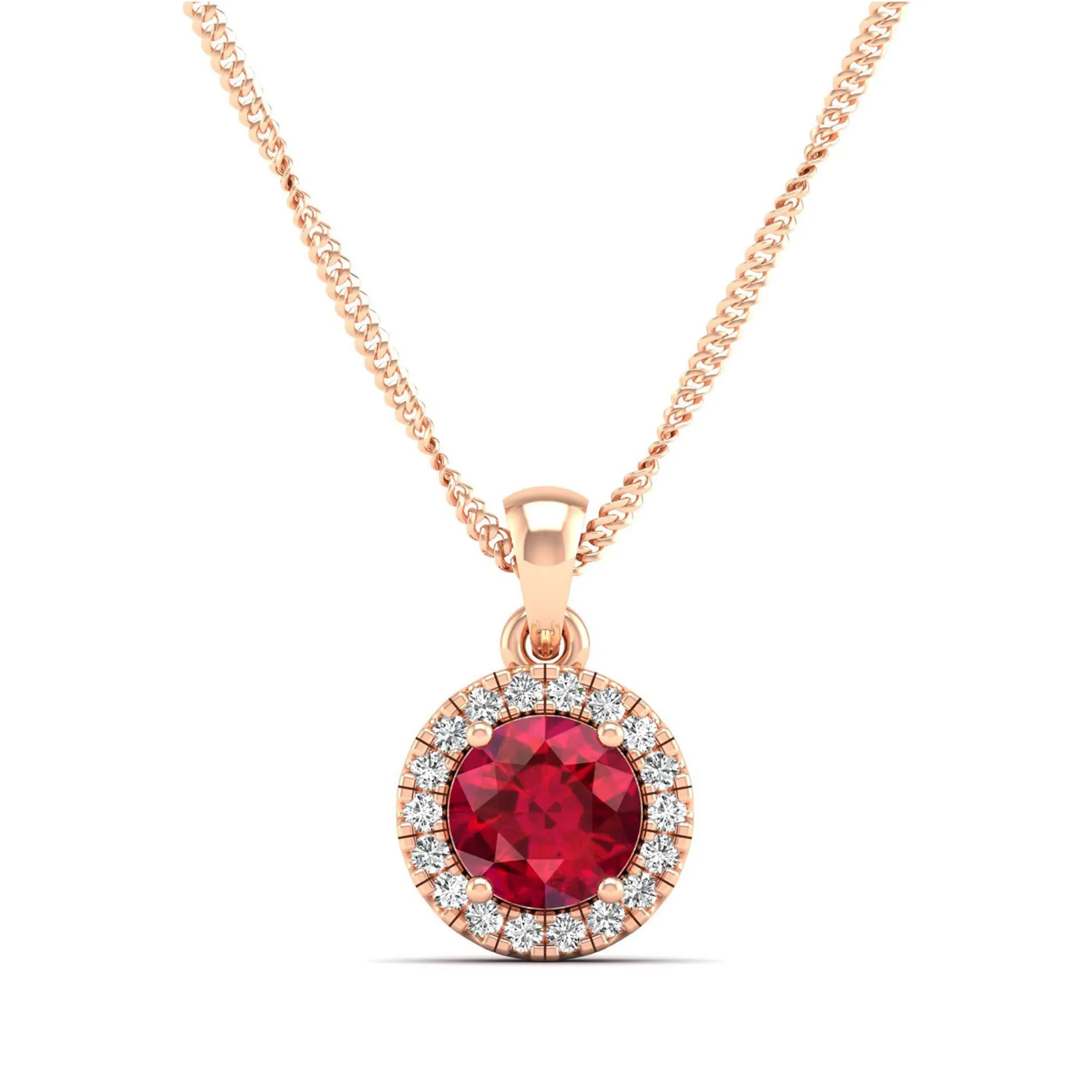 Classic Round Ruby and Diamond Pendant