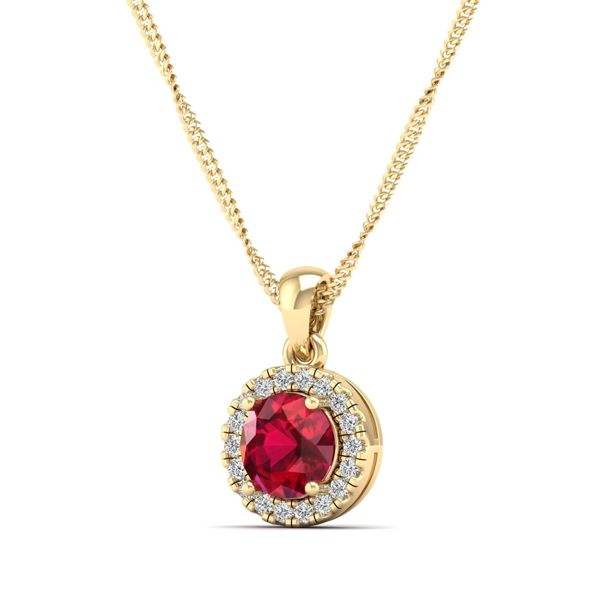 Classic Round Ruby and Diamond Pendant