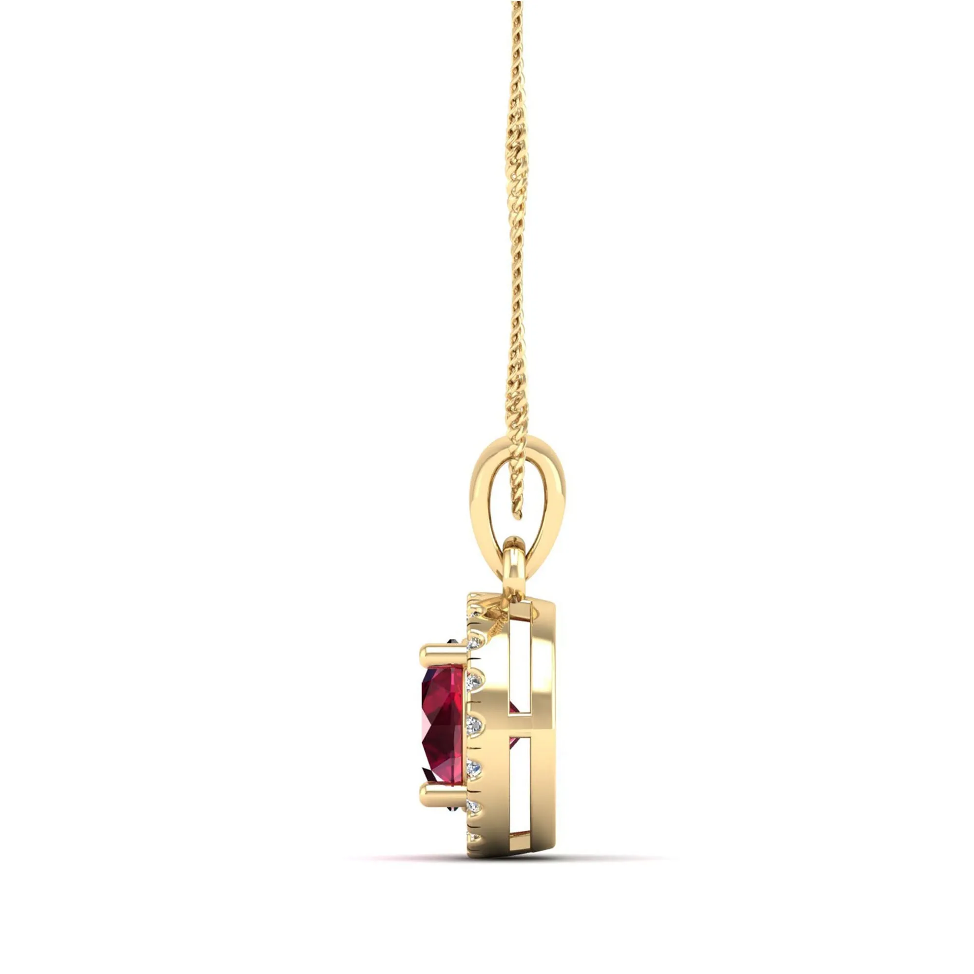 Classic Round Ruby and Diamond Pendant