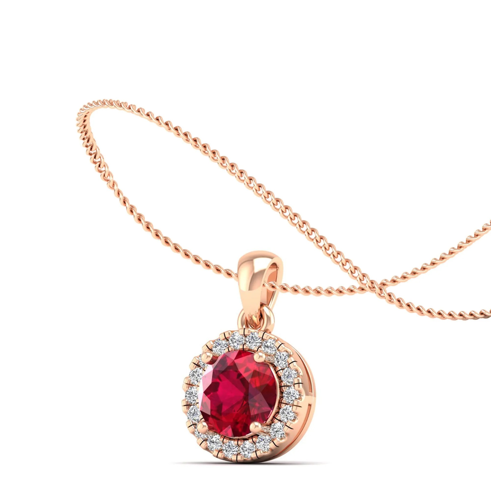 Classic Round Ruby and Diamond Pendant