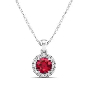Classic Round Ruby and Diamond Pendant