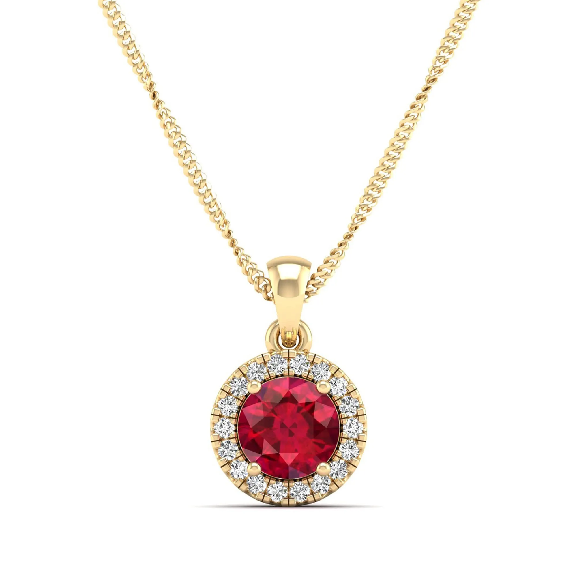 Classic Round Ruby and Diamond Pendant