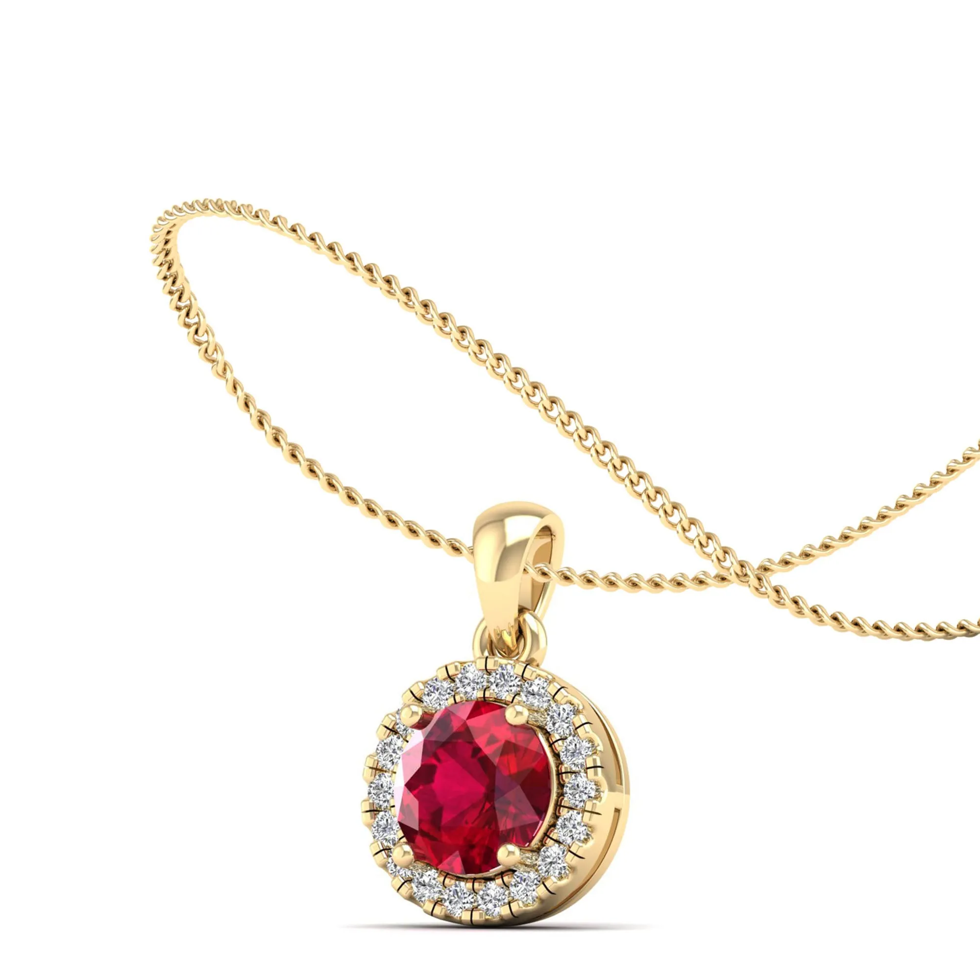 Classic Round Ruby and Diamond Pendant