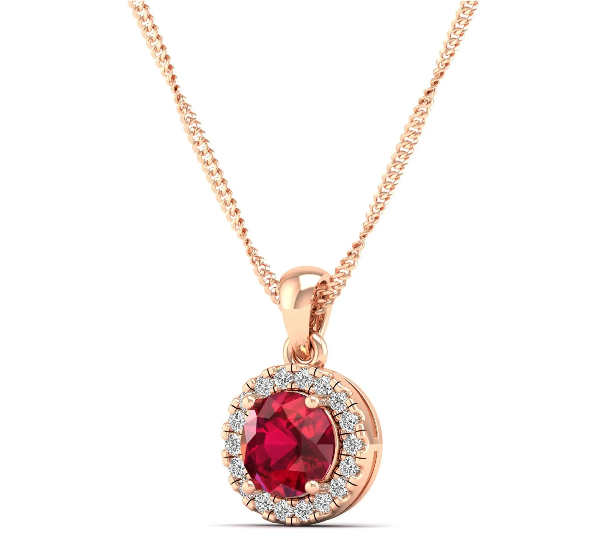 Classic Round Ruby and Diamond Pendant